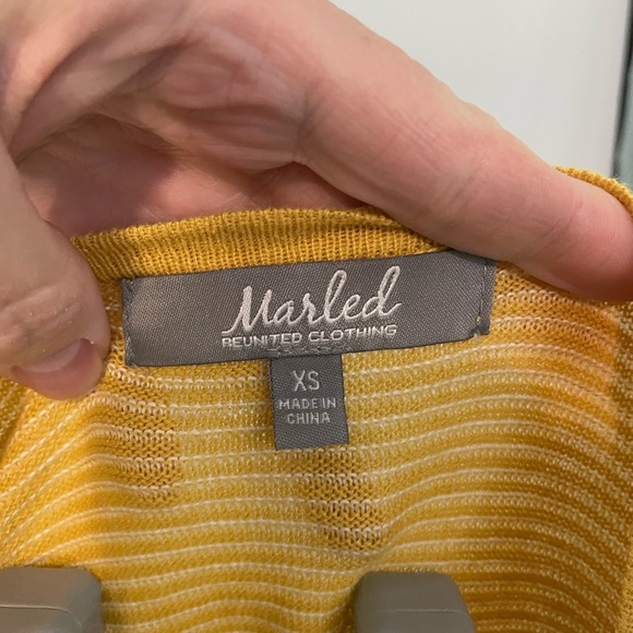 Marled‎ reunited clothing Mustard Yellow Open Front Longline Knit Cardigan XS - Picture 4 of 5